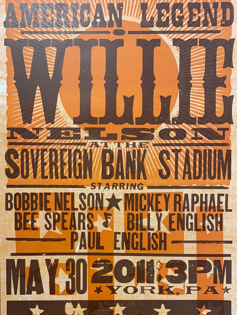 Gig Posters Willie Nelson - 2011 Hatch Show Print 5/30 Poster York, Pennsylvania