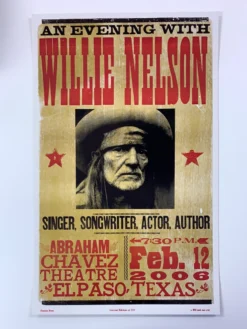 Willie Nelson - 2006 Hatch Show Print 2/12 Poster El Paso, Texas Abraham Chavez
