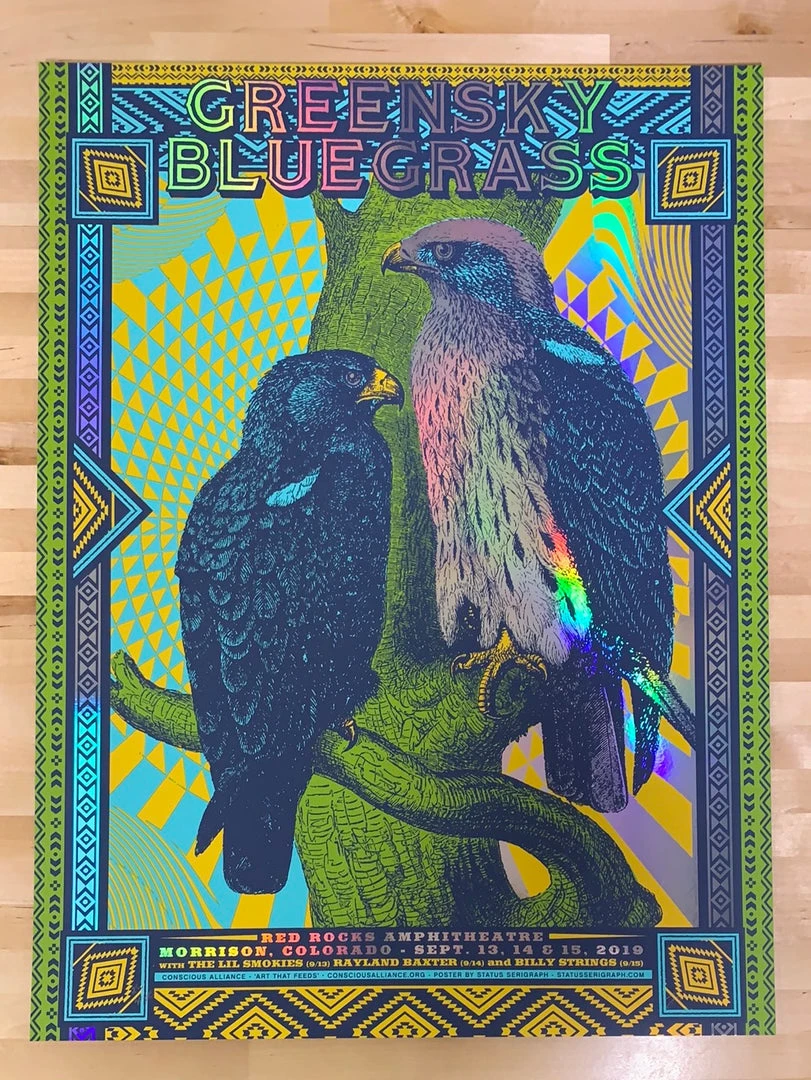 Greensky Bluegrass - 2019 Status Serigraph Poster Red Rocks, Morrison, CO FOIL Colorado