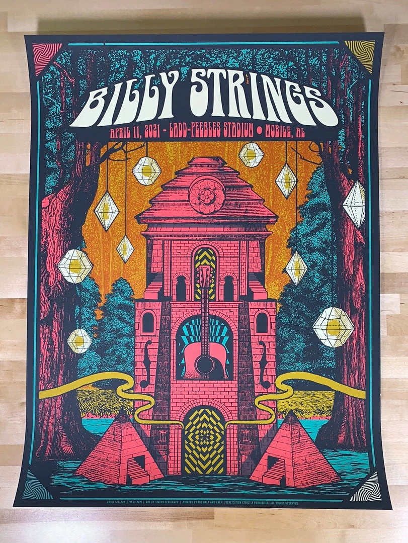 Billy Strings - 2021 Status Serigraph Poster Mobile, AL 4/11 Gig Posters