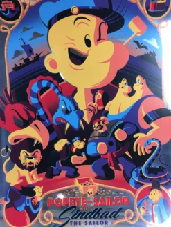 Popeye The Sailor Meets Sindbad The Sailor - 2014 Tom Whalen Poster Foil Blue Va Art Prints