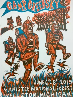 Camp Greensky - 2019 Jim Pollock Poster Wellston, MI Music Festival Gig Posters