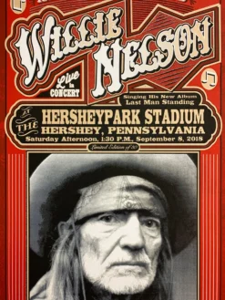 Willie Nelson - 2018 Mattole River Studios Poster Hershey Pennsylvania Gig Posters