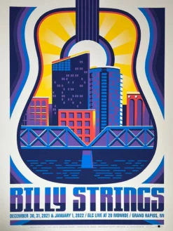 Billy Strings - 2021 2022 Mike Tallman Poster Grand Rapids, MI NYE AP Gig Posters