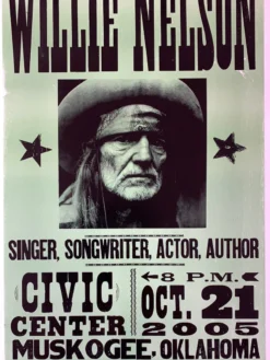 Gig Posters Willie Nelson - 2005 Hatch Show Print 10/21 Poster Muskogee, OK