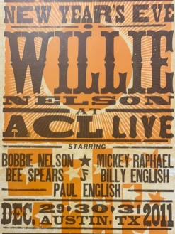 Willie Nelson - 2011 Hatch Show Print 12/29-31 ACL Live Gig Posters