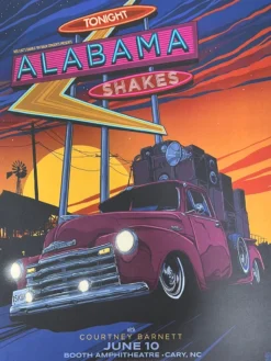 Gig Posters Alabama Shakes - 2015 Vance Kelly Poster Cary, NC Booth Amph