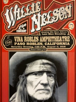 Willie Nelson - 2018 Mattole River Studios Poster Paso Robles, CA