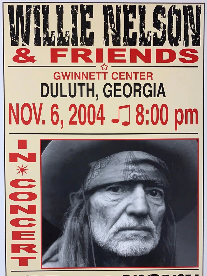 Gig Posters Willie Nelson - 2004 Franks Brothers 11/6 Poster Duluth, GA