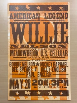 Willie Nelson - 2011 Hatch Show Print 5/28 Poster Gilford, New Hampshire