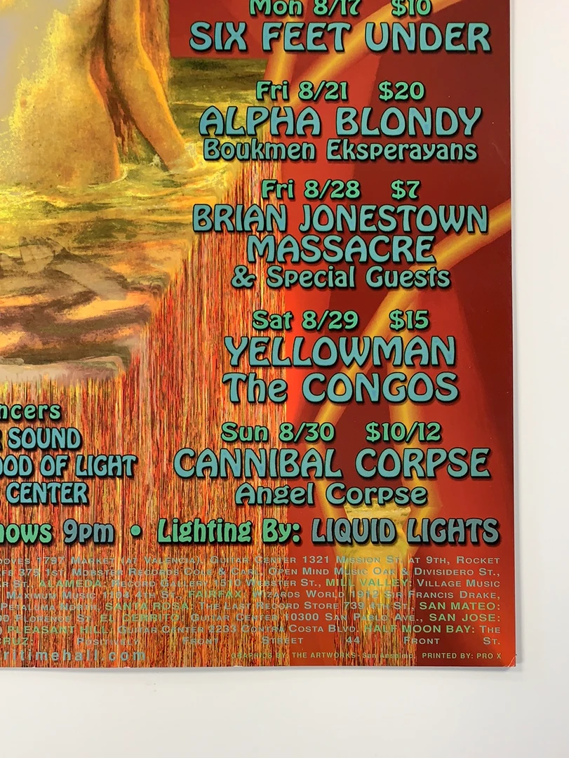 Carolyn Ferris Gig Posters MHP 50 Maritime Hall - 1998 Poster August Blink-182, SCI, Leftover Salmon San Fran 1st