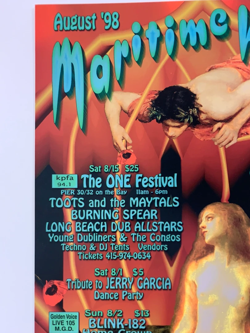 Carolyn Ferris Gig Posters MHP 50 Maritime Hall - 1998 Poster August Blink-182, SCI, Leftover Salmon San Fran 1st