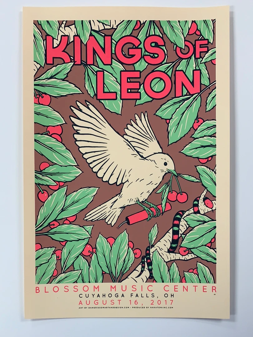 Kings Of Leon - 2017 Dan Grissom Poster Cuyahoga Falls, OH Blossom Music