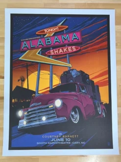 Gig Posters Alabama Shakes - 2015 Vance Kelly Poster Cary, NC Booth Amph