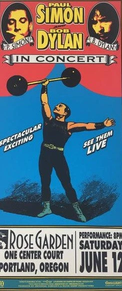 Gig Posters Bob Dylan Paul Simon - 1999 Mark Arminski Poster Portland, OR Rose Garden